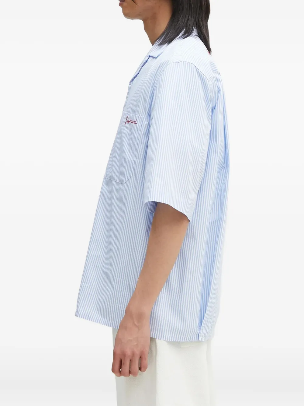 Fiorucci striped embroidered shirt Blauw