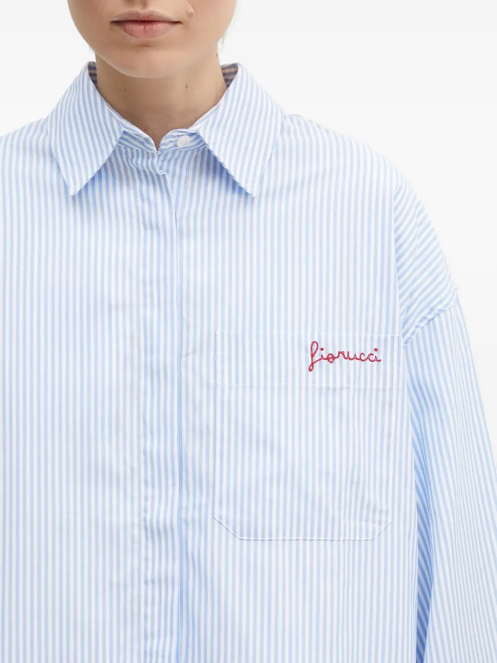 Fiorucci striped embroidered shirt Blauw