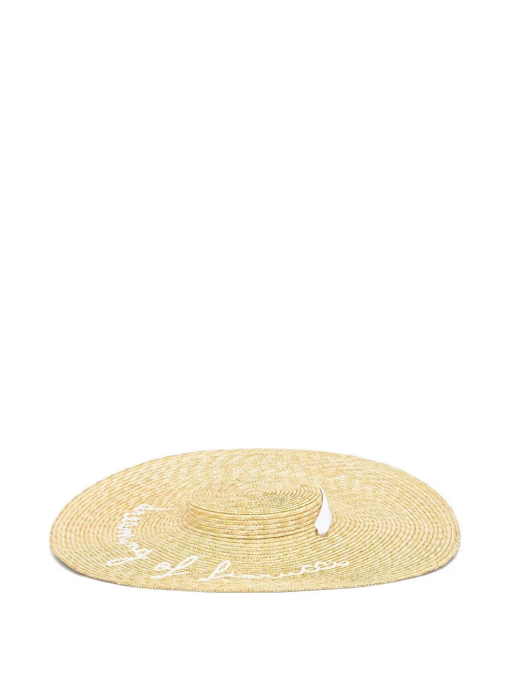 Fiorucci Embroidered-lettering Straw Hat In Neutral