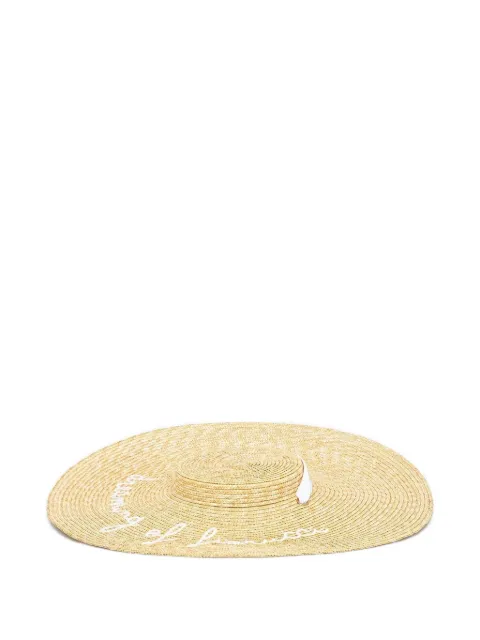 Fiorucci embroidered-lettering straw hat