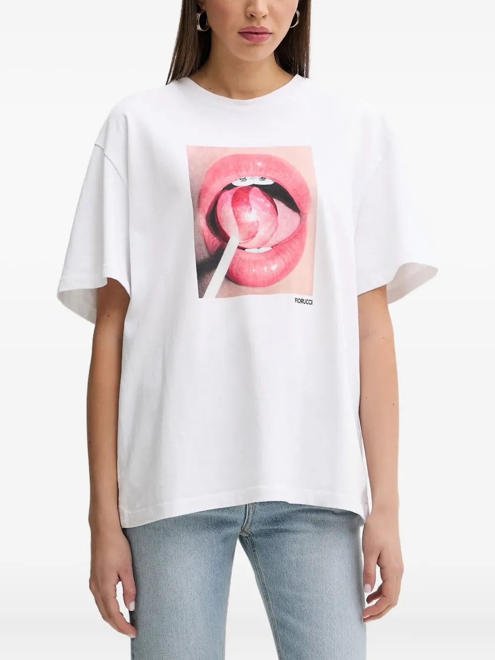 Fiorucci lips lollipop print T-shirt | White | Image 1