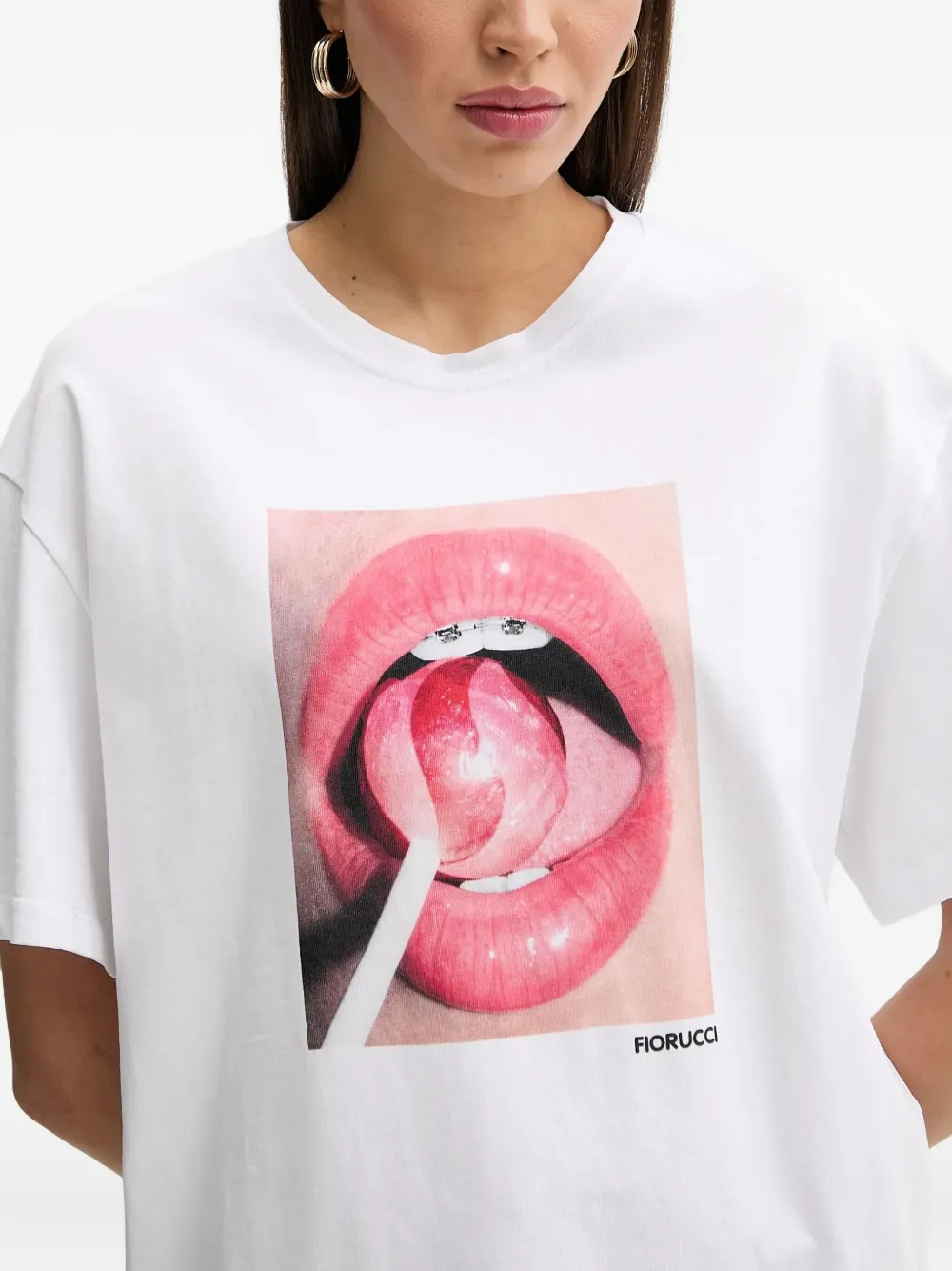 Fiorucci lips lollipop print T-shirt Wit