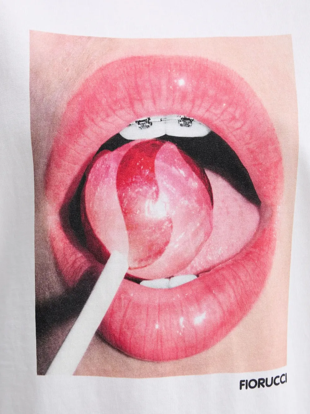Fiorucci lips lollipop print T-shirt Wit
