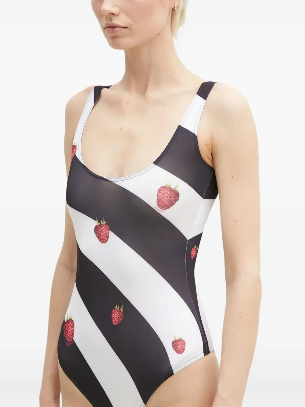 Fiorucci raspberry-print striped bodysuit Zwart