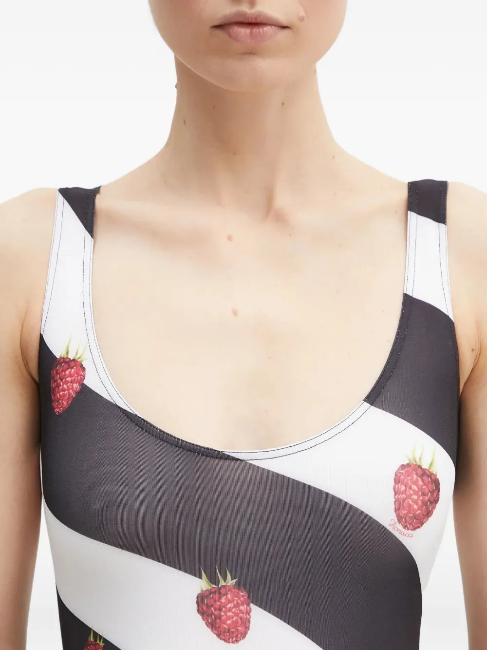 Fiorucci raspberry-print striped bodysuit Zwart