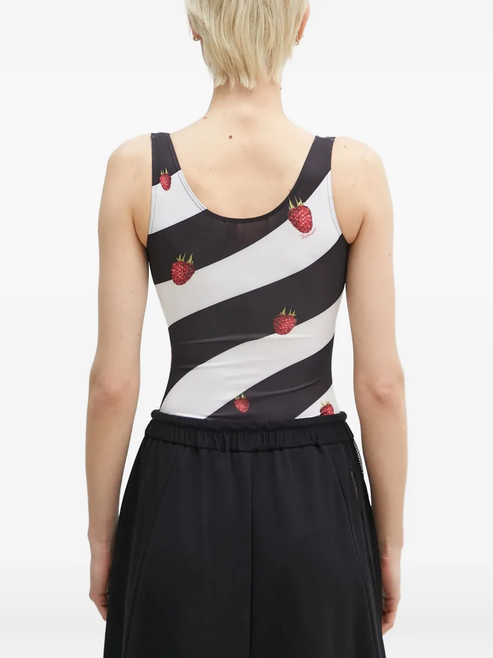 Fiorucci raspberry-print striped bodysuit Zwart