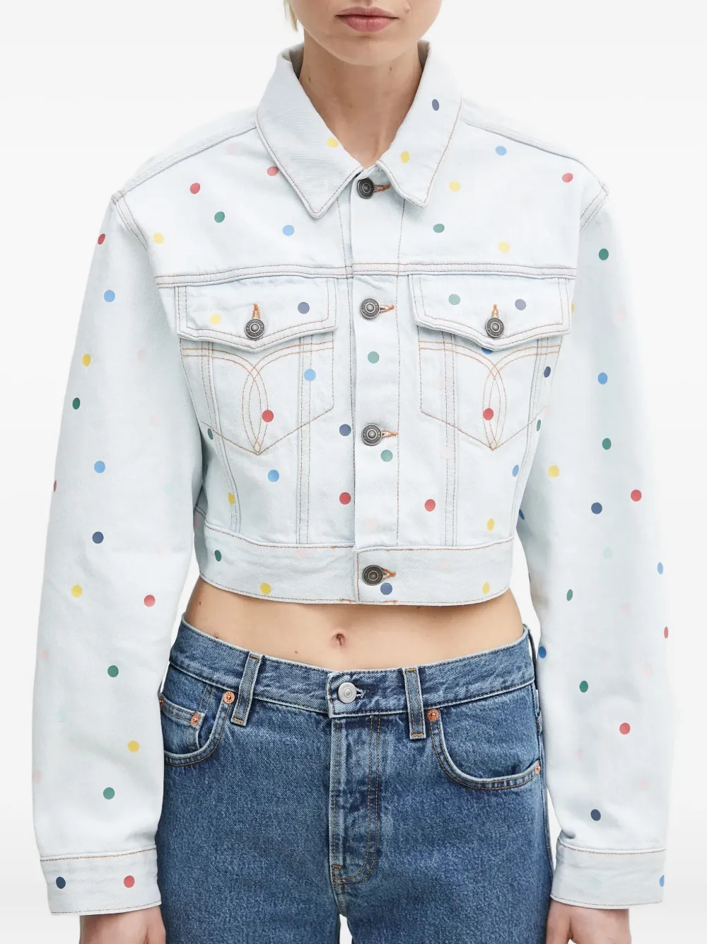 Fiorucci Denim jack met stippen Blauw