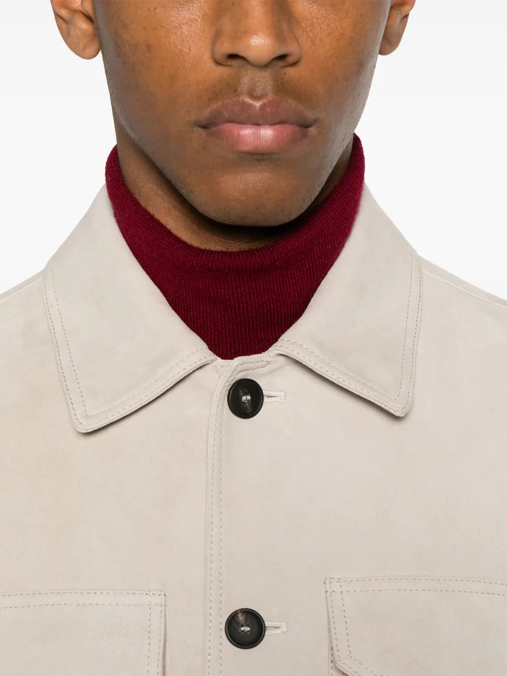 Tagliatore Leren shirtjack Beige