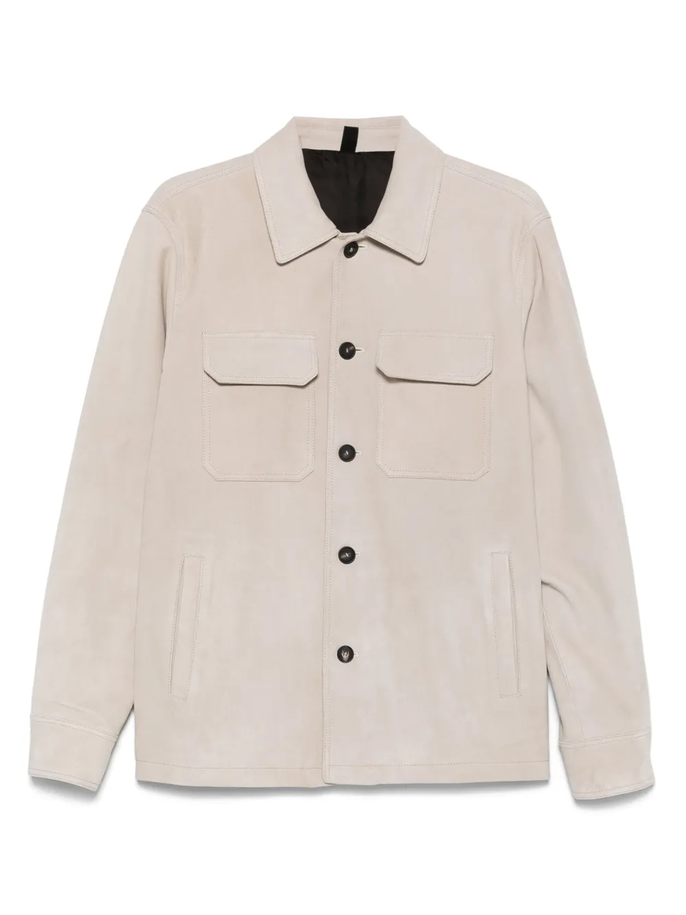 Tagliatore Leren shirtjack Beige