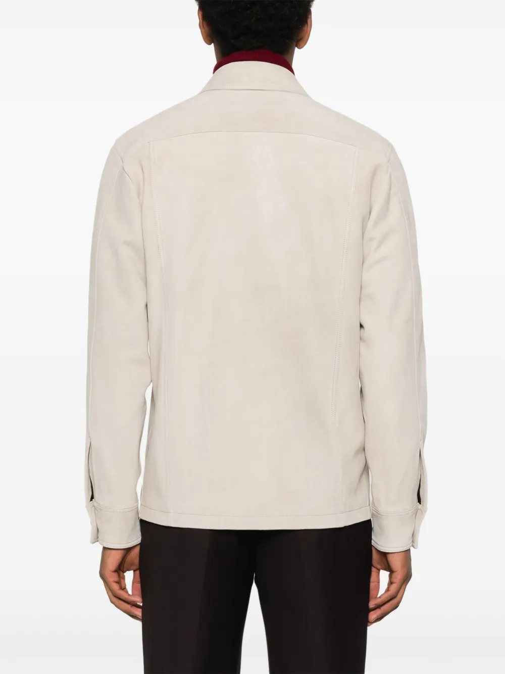 Tagliatore Leren shirtjack Beige