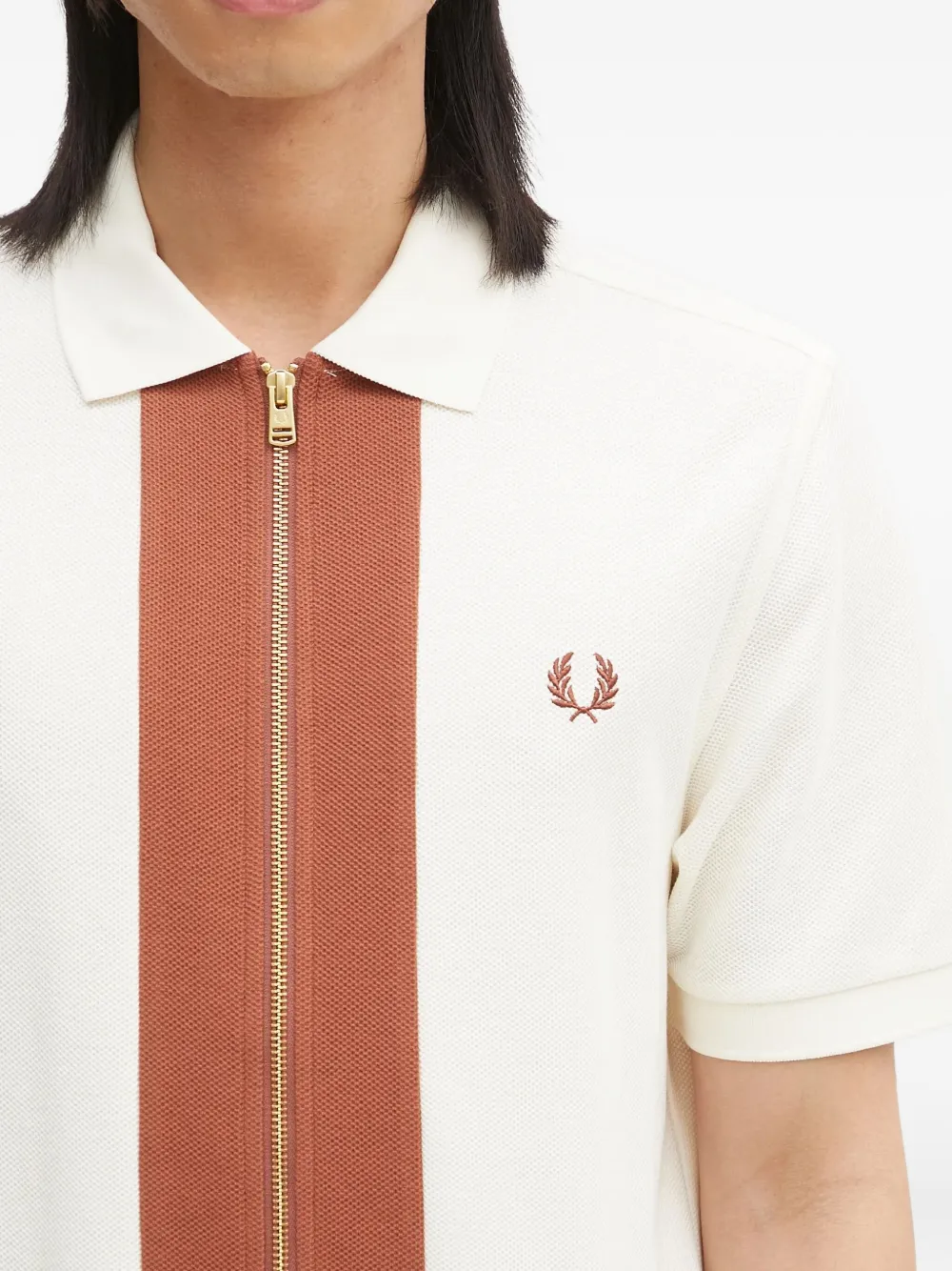 Fred Perry Overhemd met vlakken en rits Wit