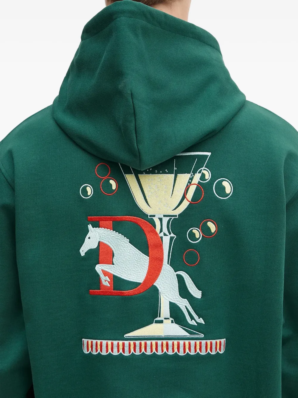 Drôle De Monsieur Hoodie met geborduurd paard Groen