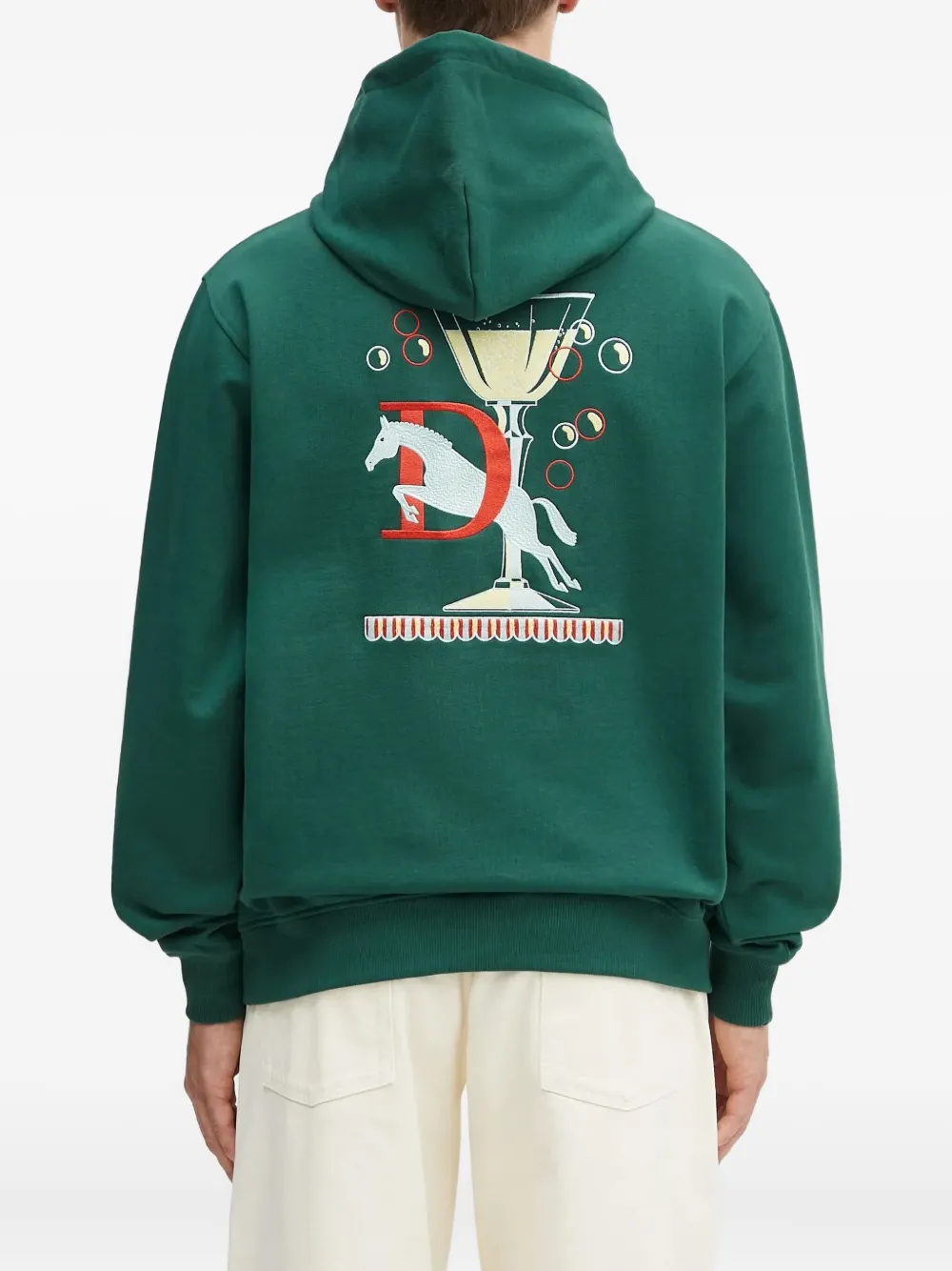 Drôle De Monsieur Hoodie met geborduurd paard Groen
