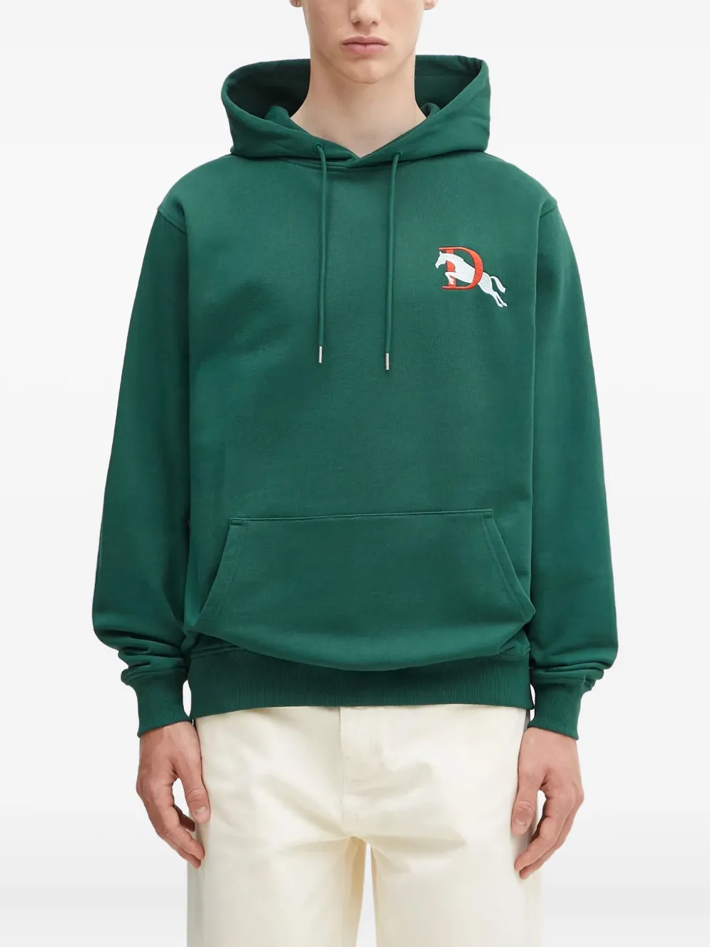 Drôle De Monsieur Hoodie met geborduurd paard Groen