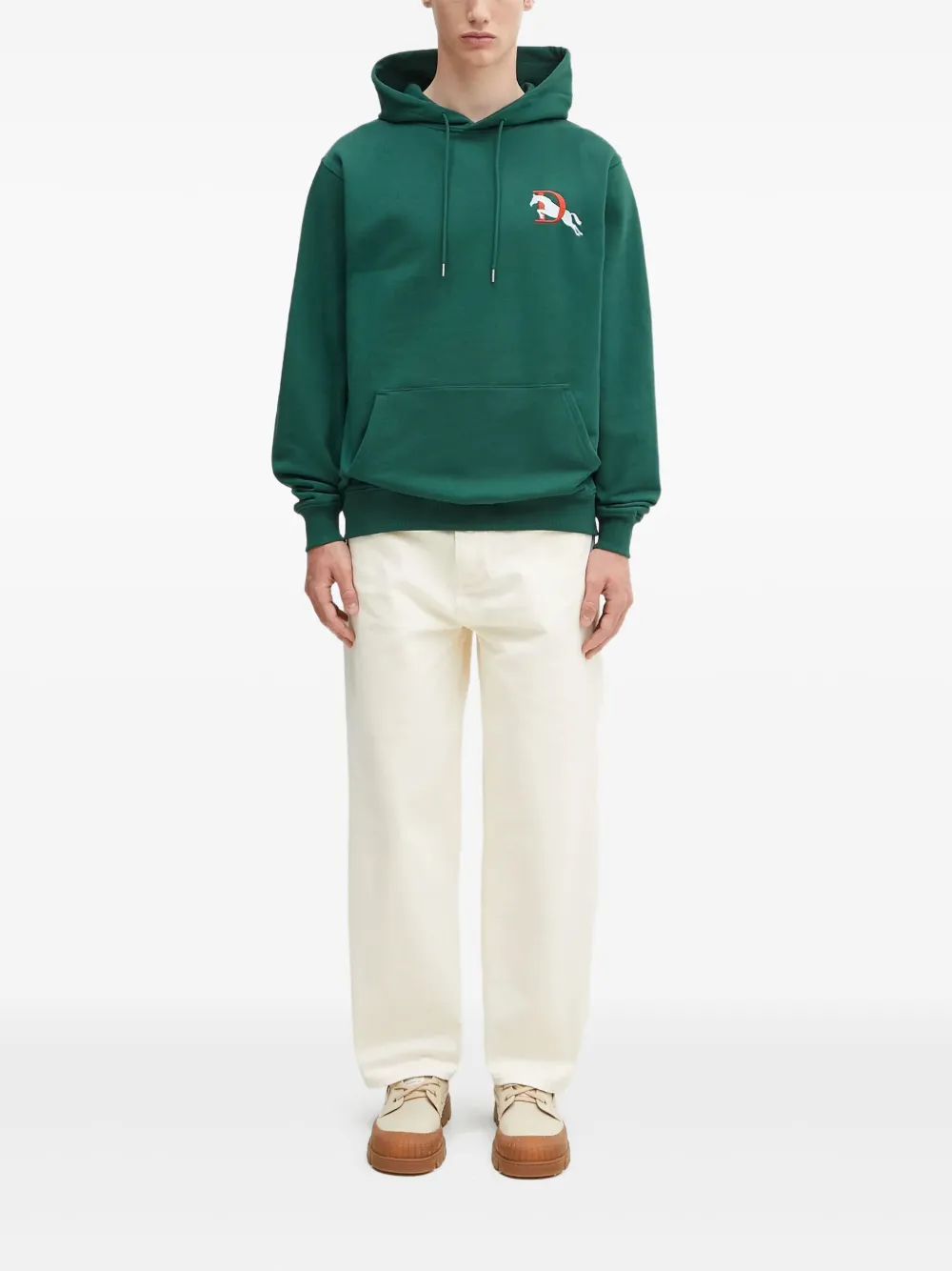 Drôle De Monsieur Hoodie met geborduurd paard Groen
