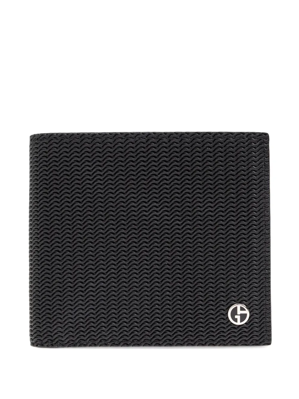 Giorgio Armani Leren portemonnee met reliëf Zwart
