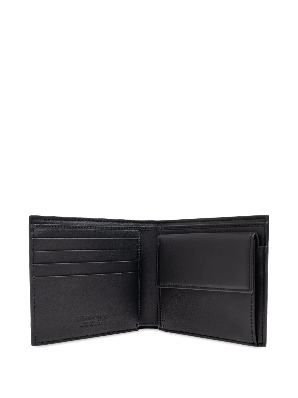 Giorgio Armani Leren portemonnee met reliëf Zwart