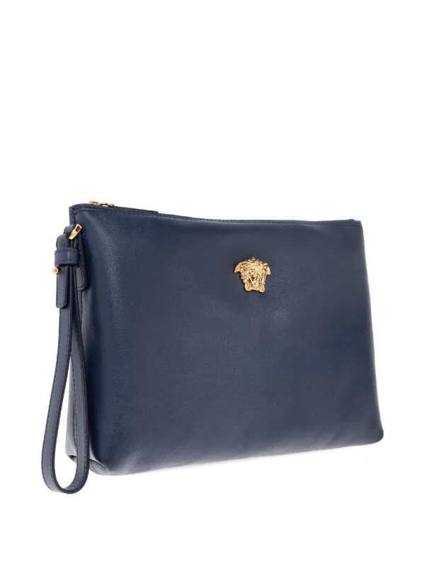 Versace Medusa Leather Clutch Bag Blue FARFETCH ID