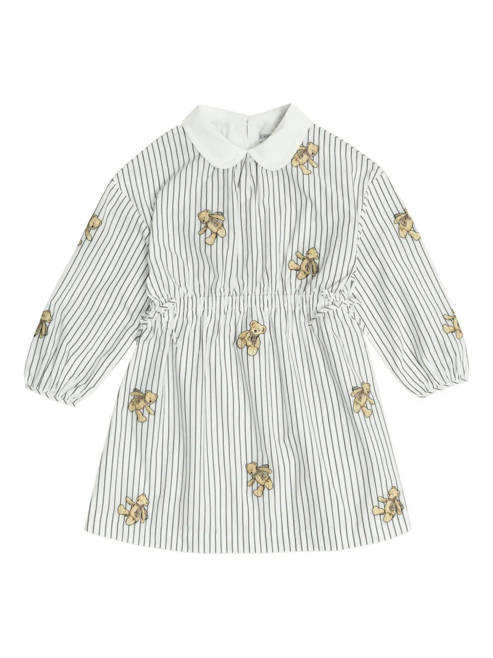 Burberry Kids Thomas Bear gestreepte katoenen jurk Wit