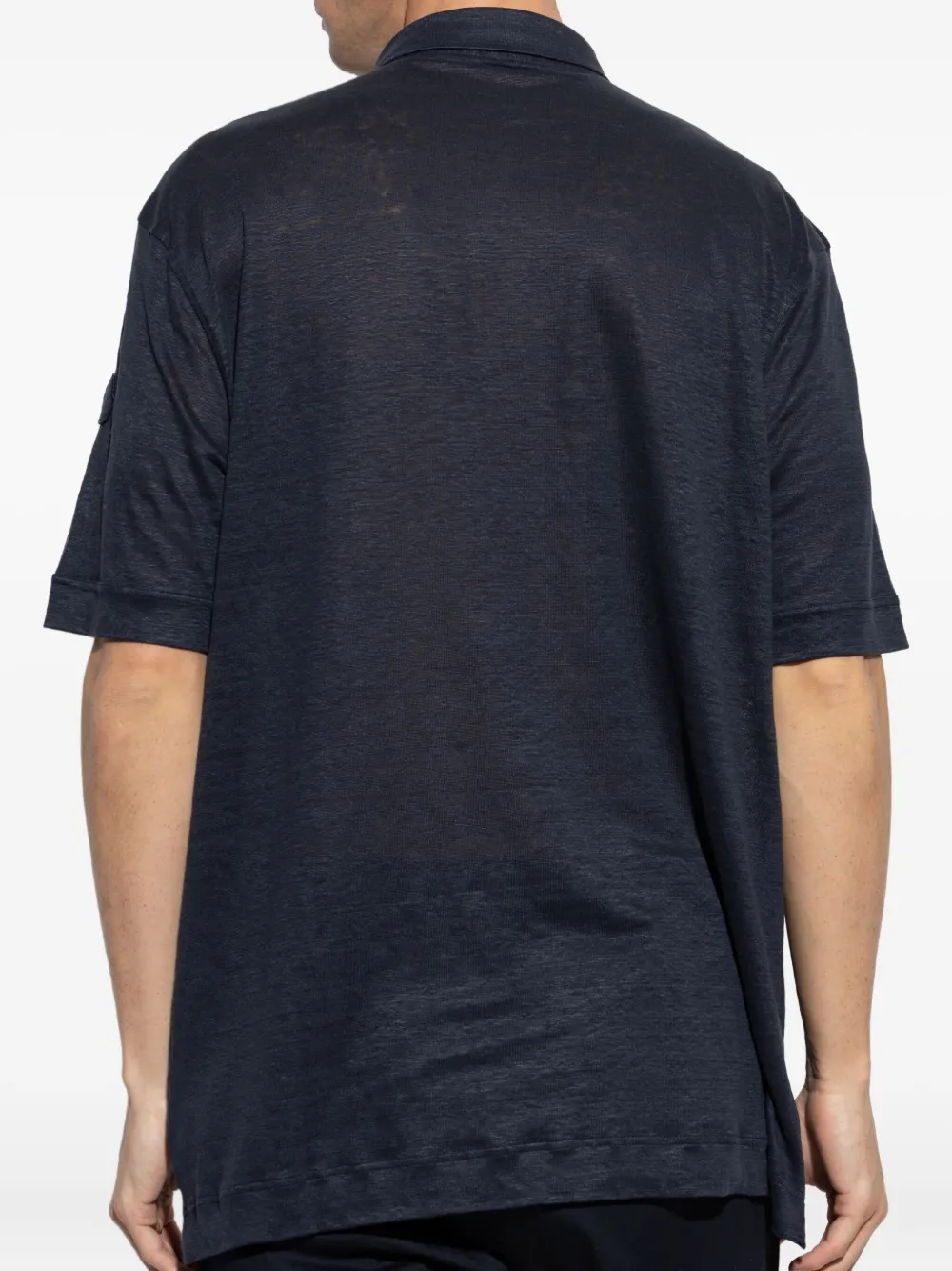 Moncler linen polo shirt Blauw