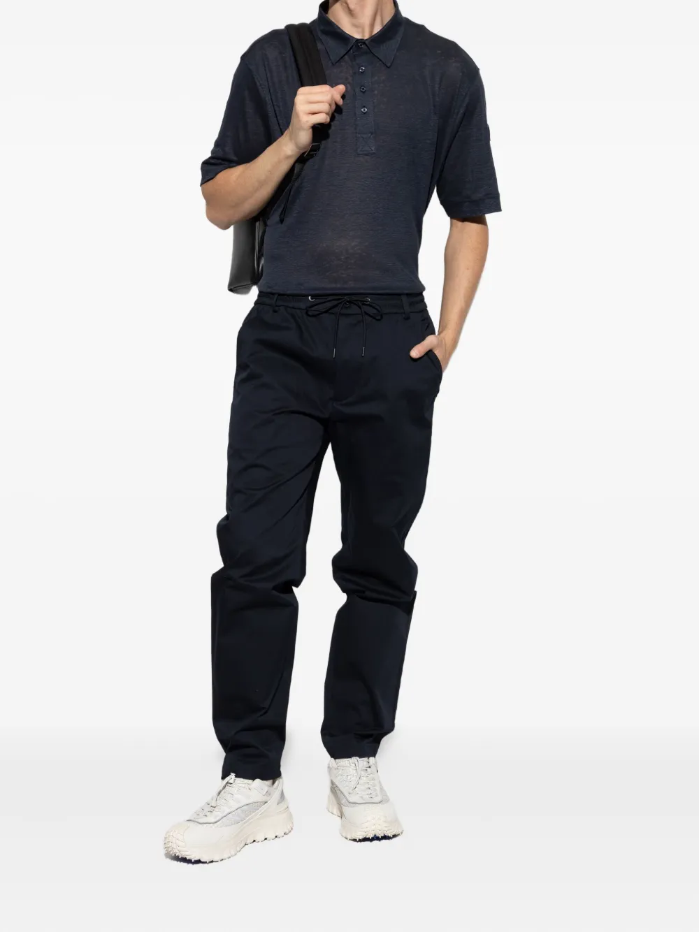 Moncler linen polo shirt - Blauw