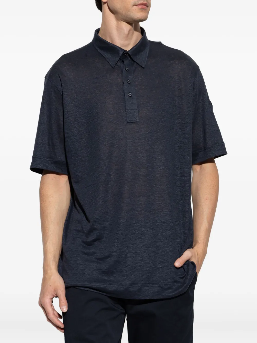 Moncler linen polo shirt Blauw
