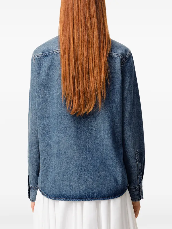 AMI Paris Blue Denim Shirt With Ami De Coeur | Blue | FARFETCH