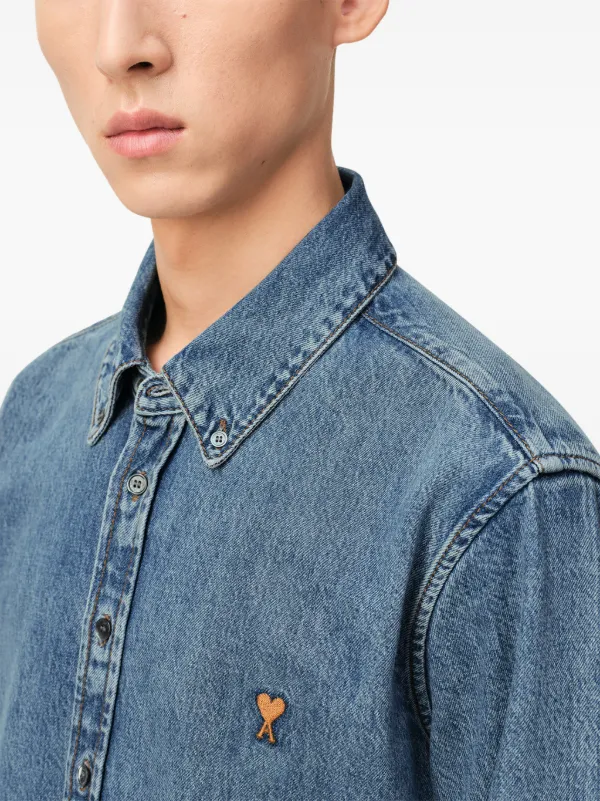AMI Paris Ami De Coeur デニムシャツ | ブルー | FARFETCH JP