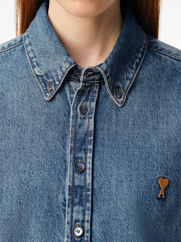 AMI Paris Ami De Coeur デニムシャツ | ブルー | FARFETCH JP