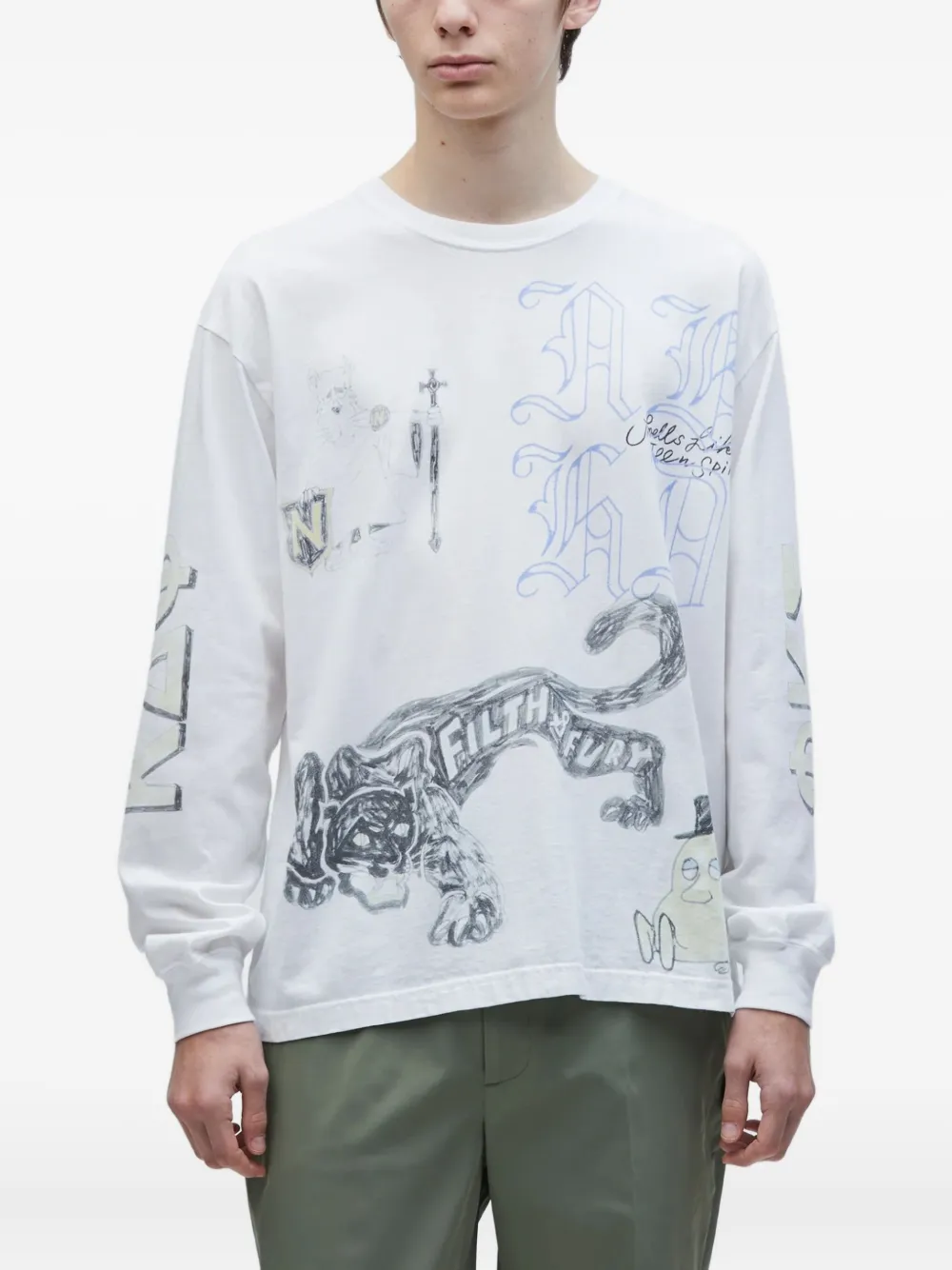 Neighborhood graphic-print long-sleeve T-shirt - Wit