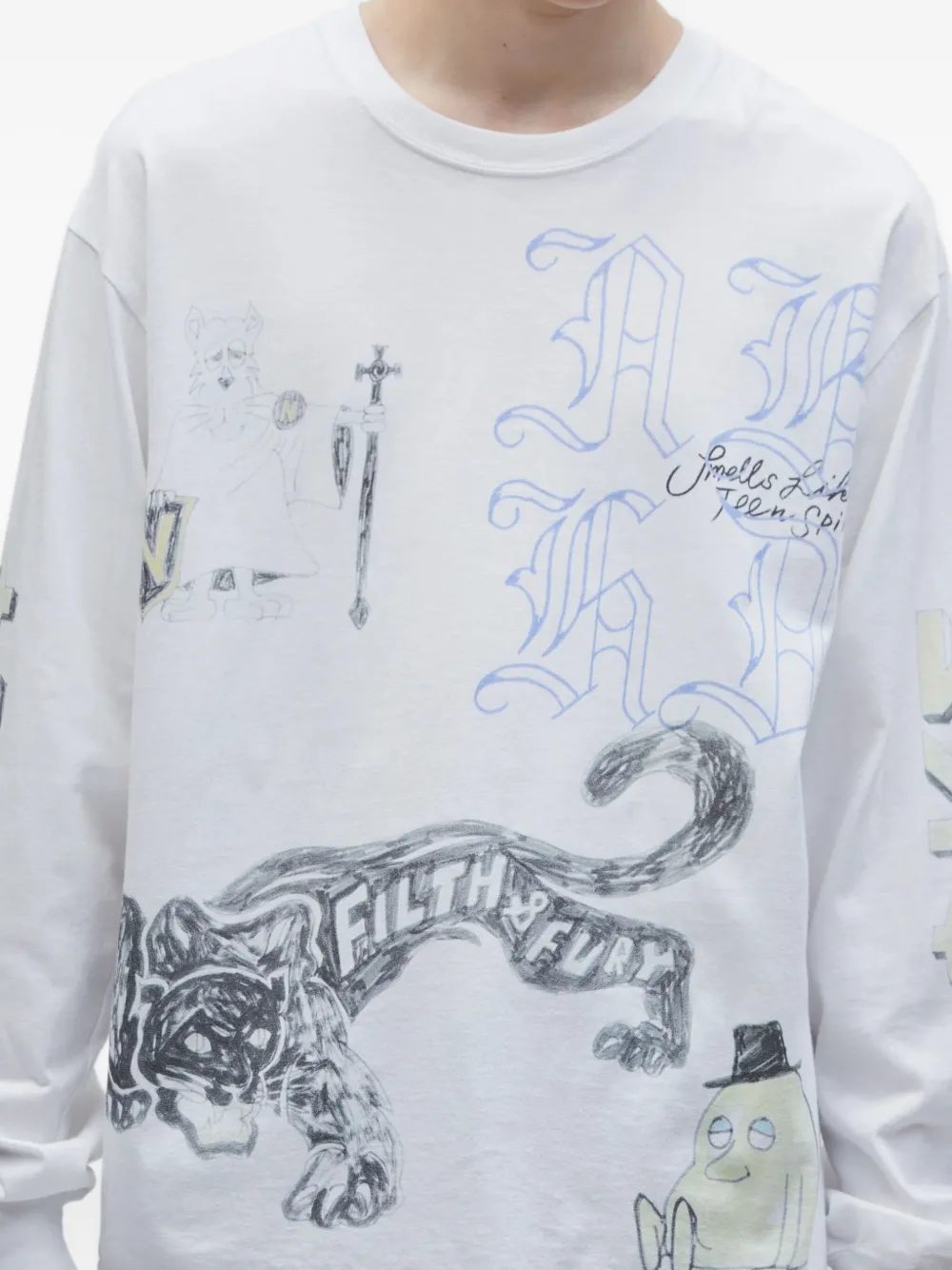 Neighborhood T-shirt met print Wit