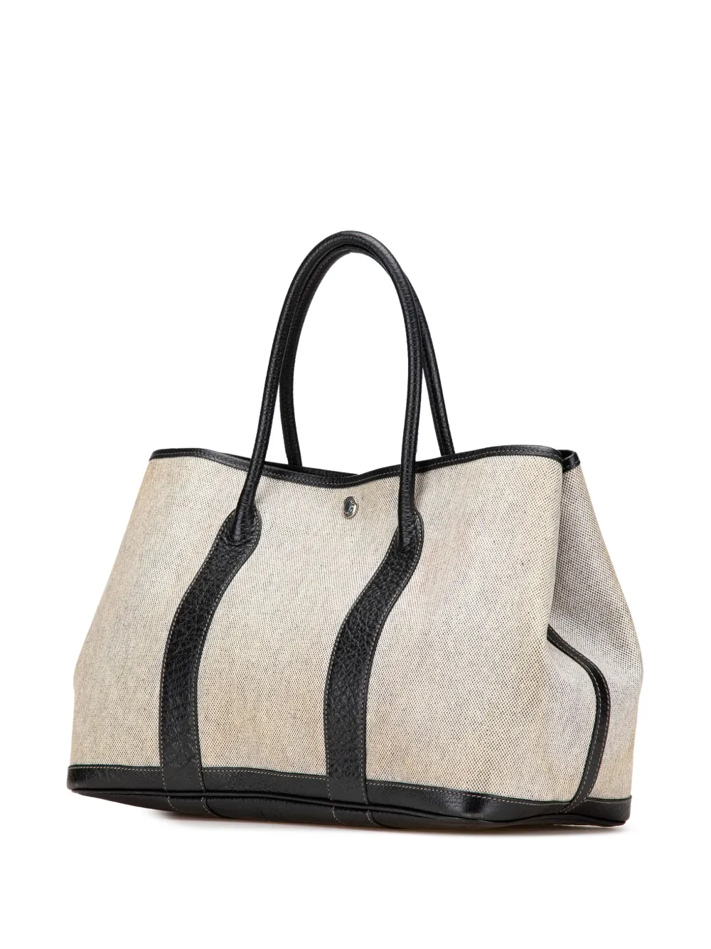 Pre-owned Hermes 1964-2000 Toile And Buffalo Leather Garden Party 36 Tote Bag
