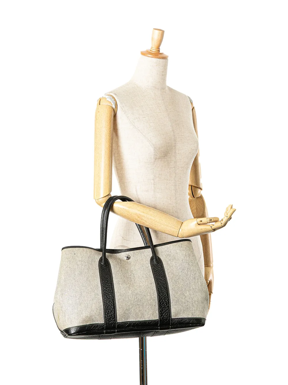 Pre-owned Hermes 1964-2000 Toile And Buffalo Leather Garden Party 36 Tote Bag