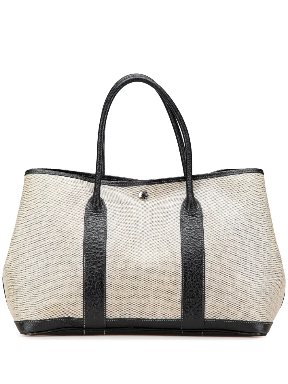 Hermès Pre-Owned 1964-2000 トワル&バッファローレザー ガーデンパーティー36 ハンドバッグ - ブラウン Hermès Pre-Owned 1964-2000 トワル&バッファローレザー ガーデンパーティー36 ハンドバッグ - ブラウン
