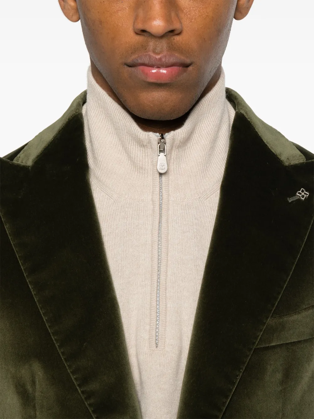 Tagliatore Fluwelen blazer met enkele rij knopen Groen