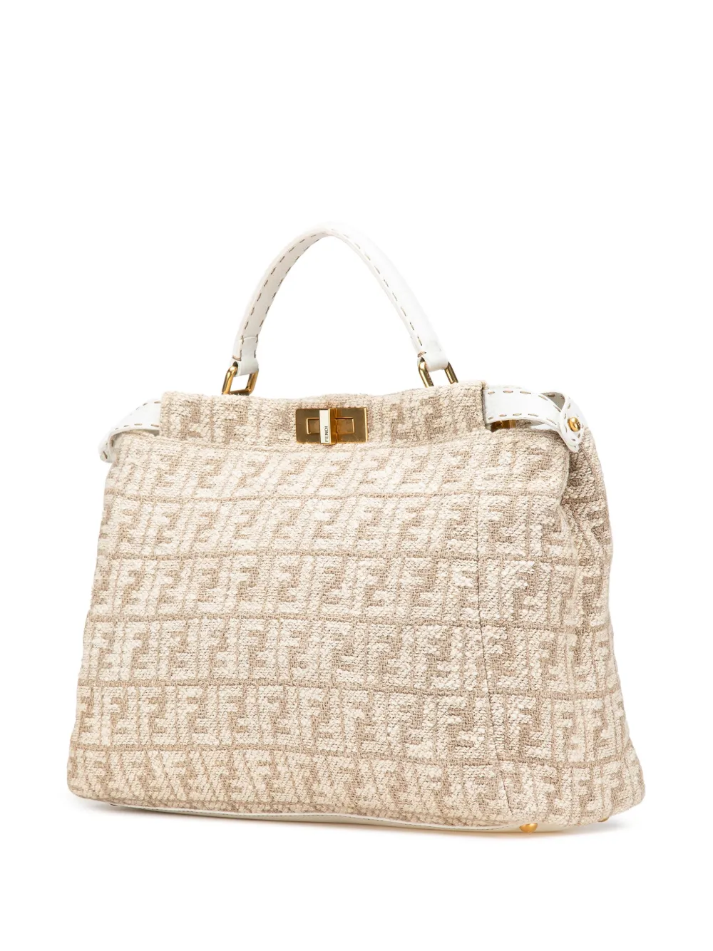 Pre-owned Fendi 2000-2010 Large Zucca Corda Iconic Peekaboo Satchel