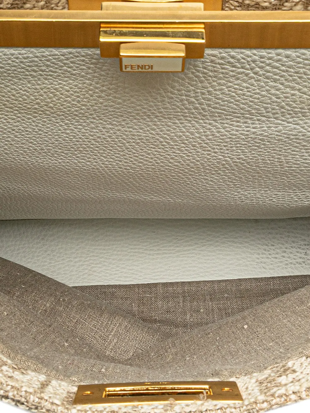 Pre-owned Fendi 2000-2010 Large Zucca Corda Iconic Peekaboo Satchel