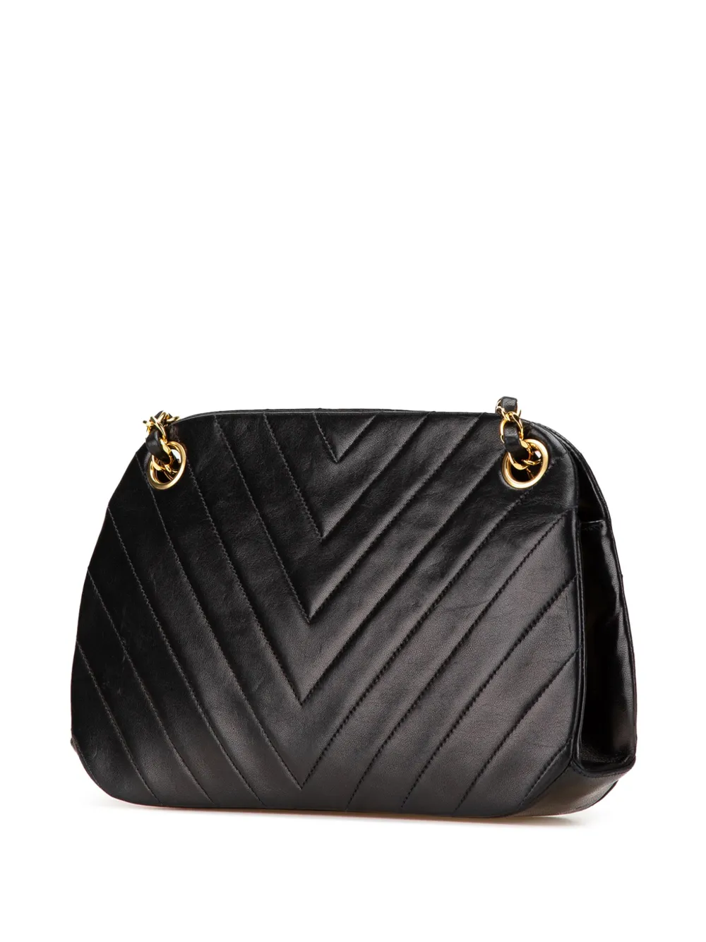 Pre-owned Chanel 1989-1991 Cc Chevron Lambskin Frame Chain Shoulder Bag