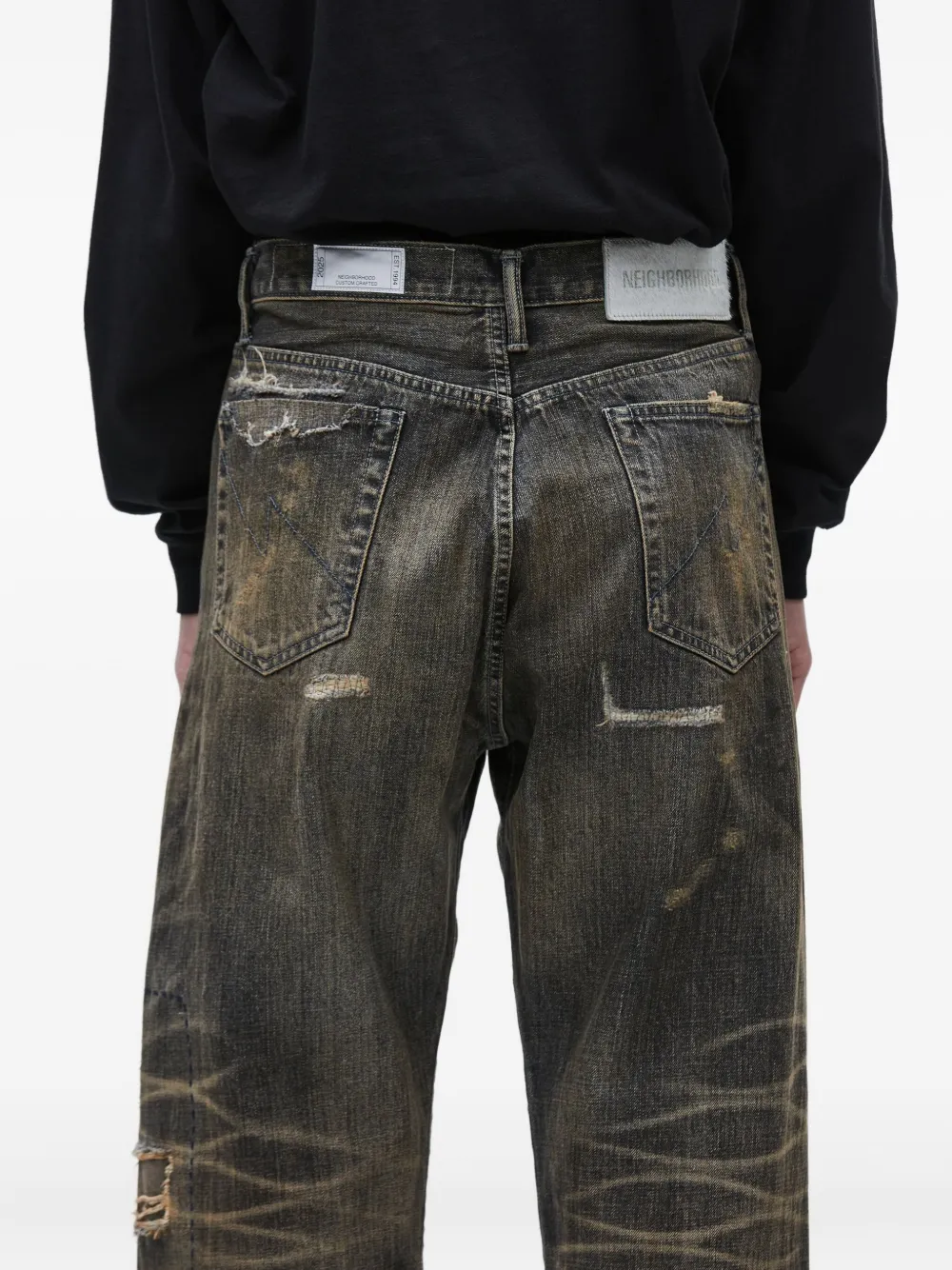 Neighborhood Gerafelde jeans Zwart