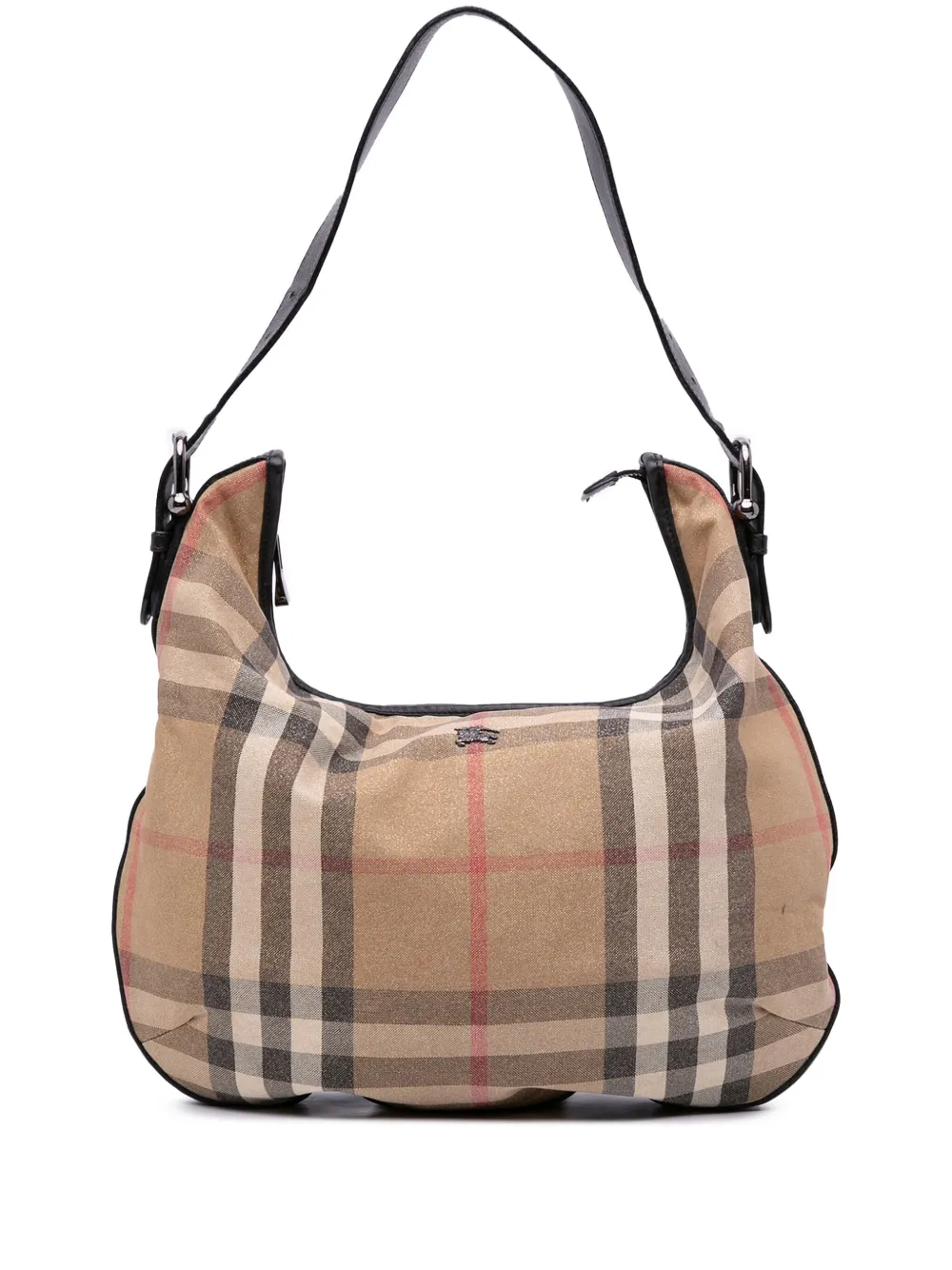 Pre-owned Burberry 2000-2007 House Check Glittered Canvas Hobo Shoulder Bag