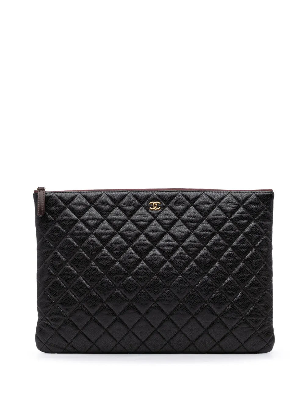 Pre-owned Chanel 2013-2014 Large Quilted Caviar O Case Clutch Bag