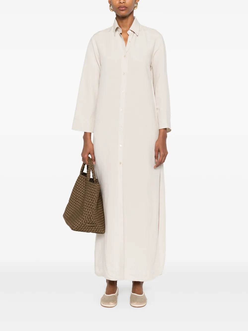 Blanca Vita Linnen midi-jurk - Beige
