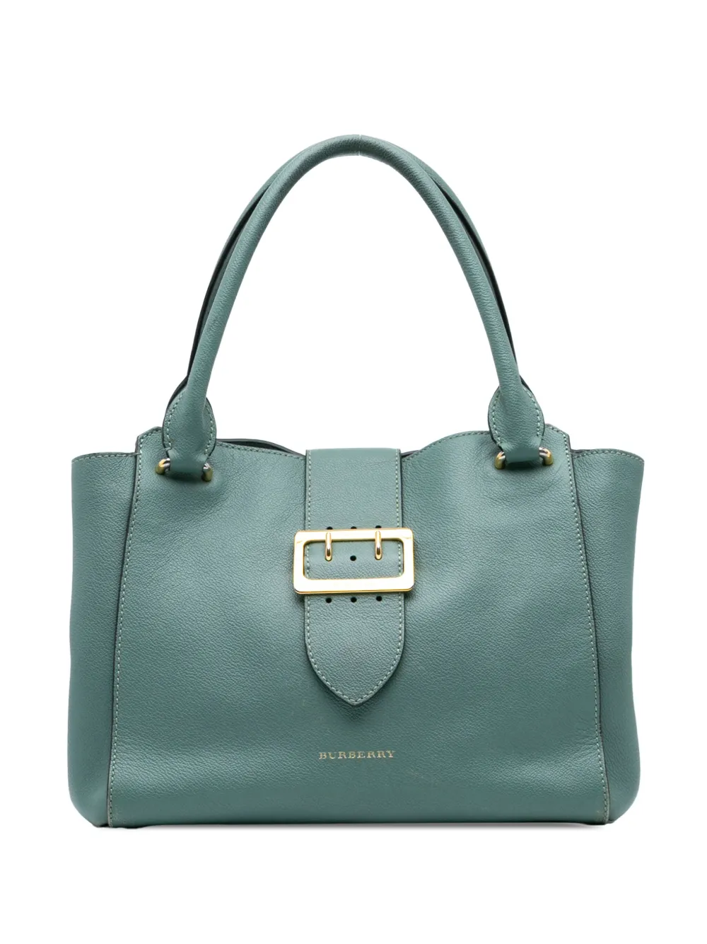 Pre-owned Burberry 2000-2017 Medium Grained Calfskin Buckle Tote Satchel
