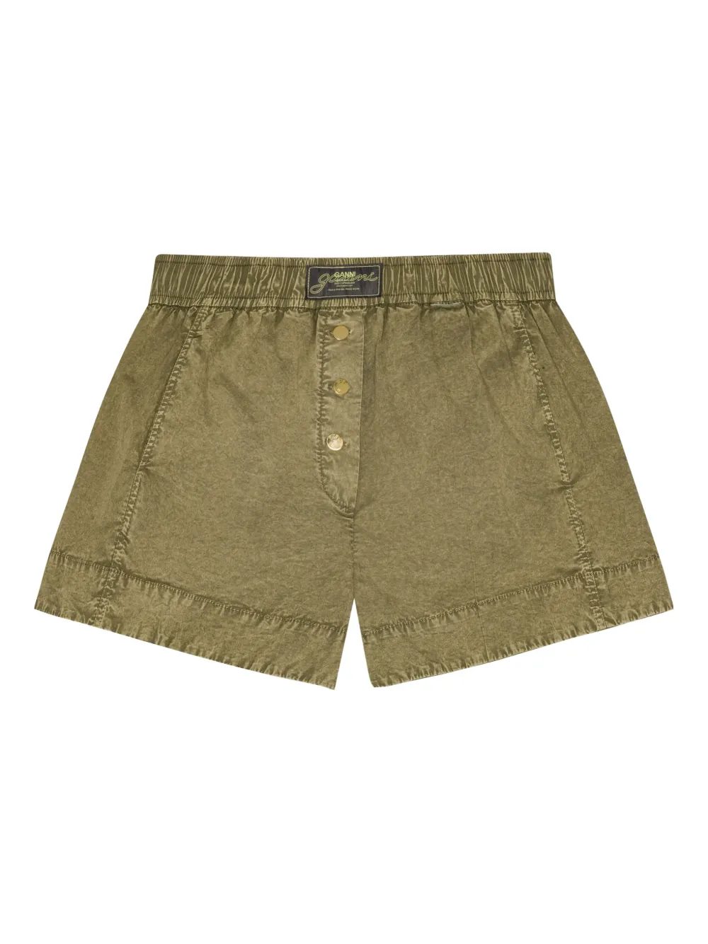 GANNI Shorts met gewassen-effect Groen