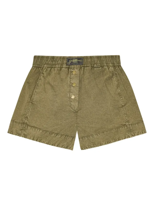 GANNI ウォッシュド ショートパンツ | グリーン | FARFETCH JP