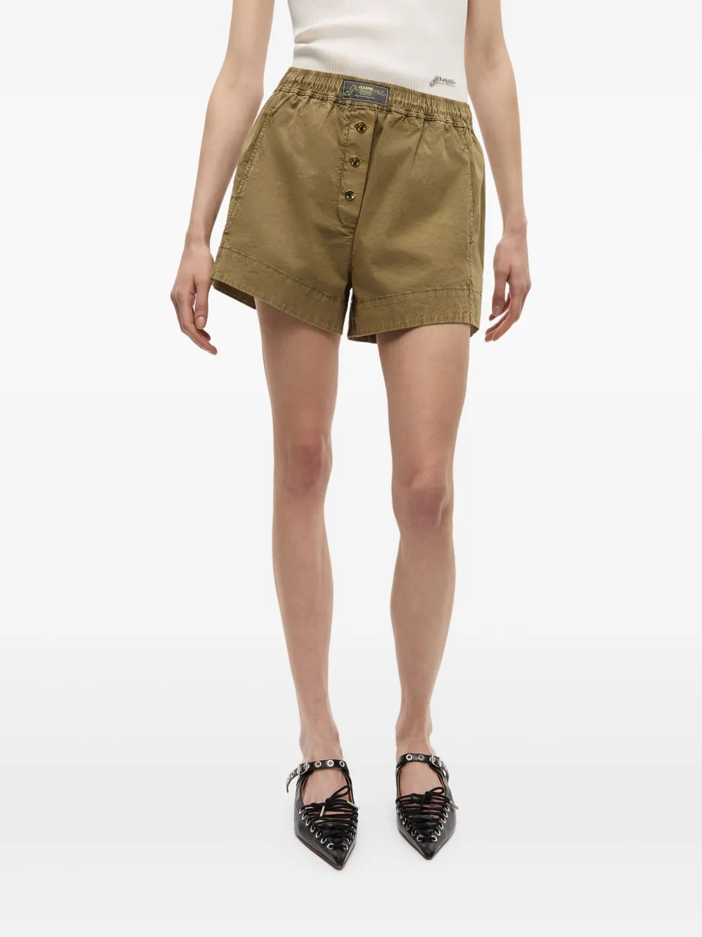 GANNI Shorts met gewassen-effect Groen