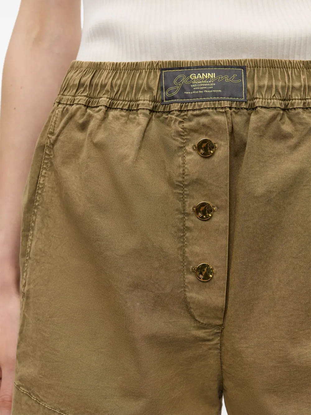 GANNI Shorts met gewassen-effect Groen