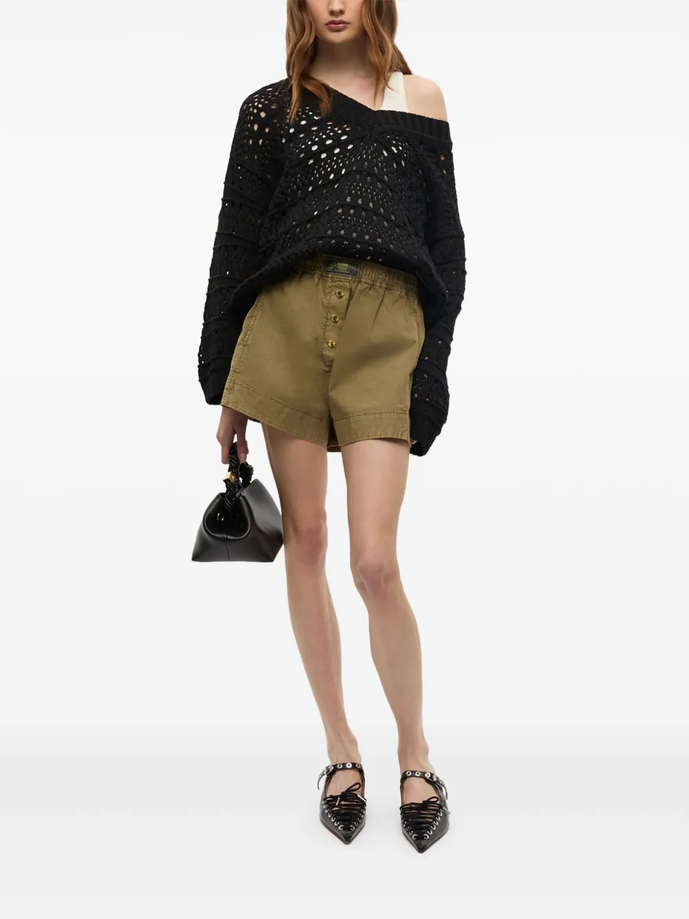 GANNI Shorts met gewassen-effect Groen