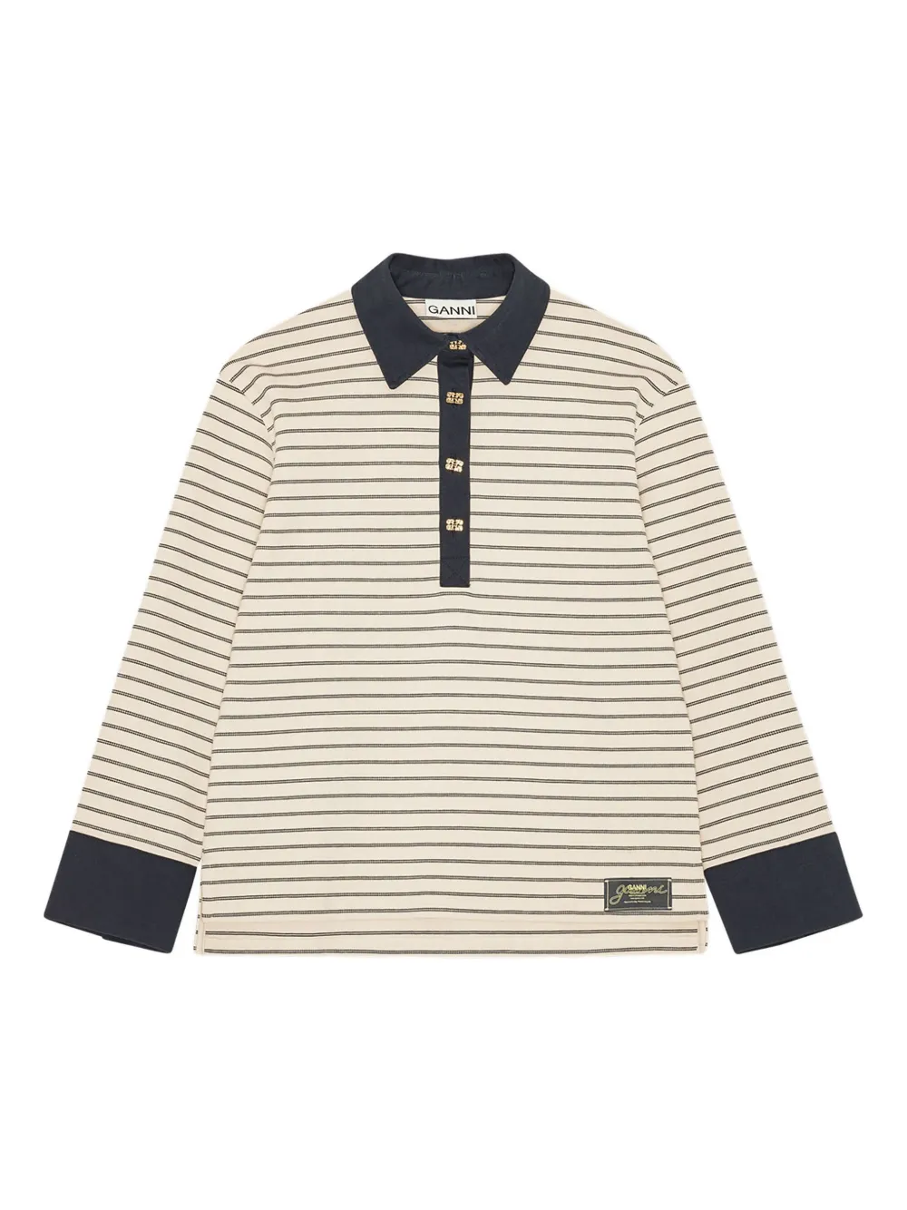 GANNI Gestreept poloshirt Beige
