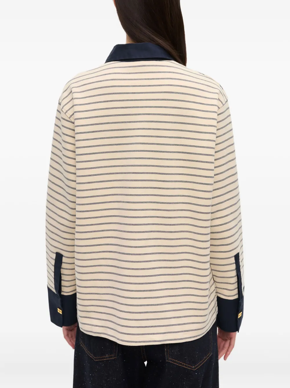GANNI Gestreept poloshirt Beige
